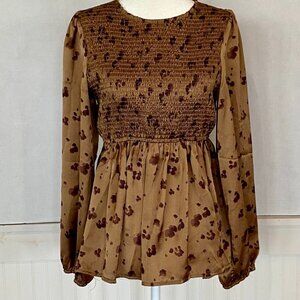 Satin leopard Baby Doll top Sz S